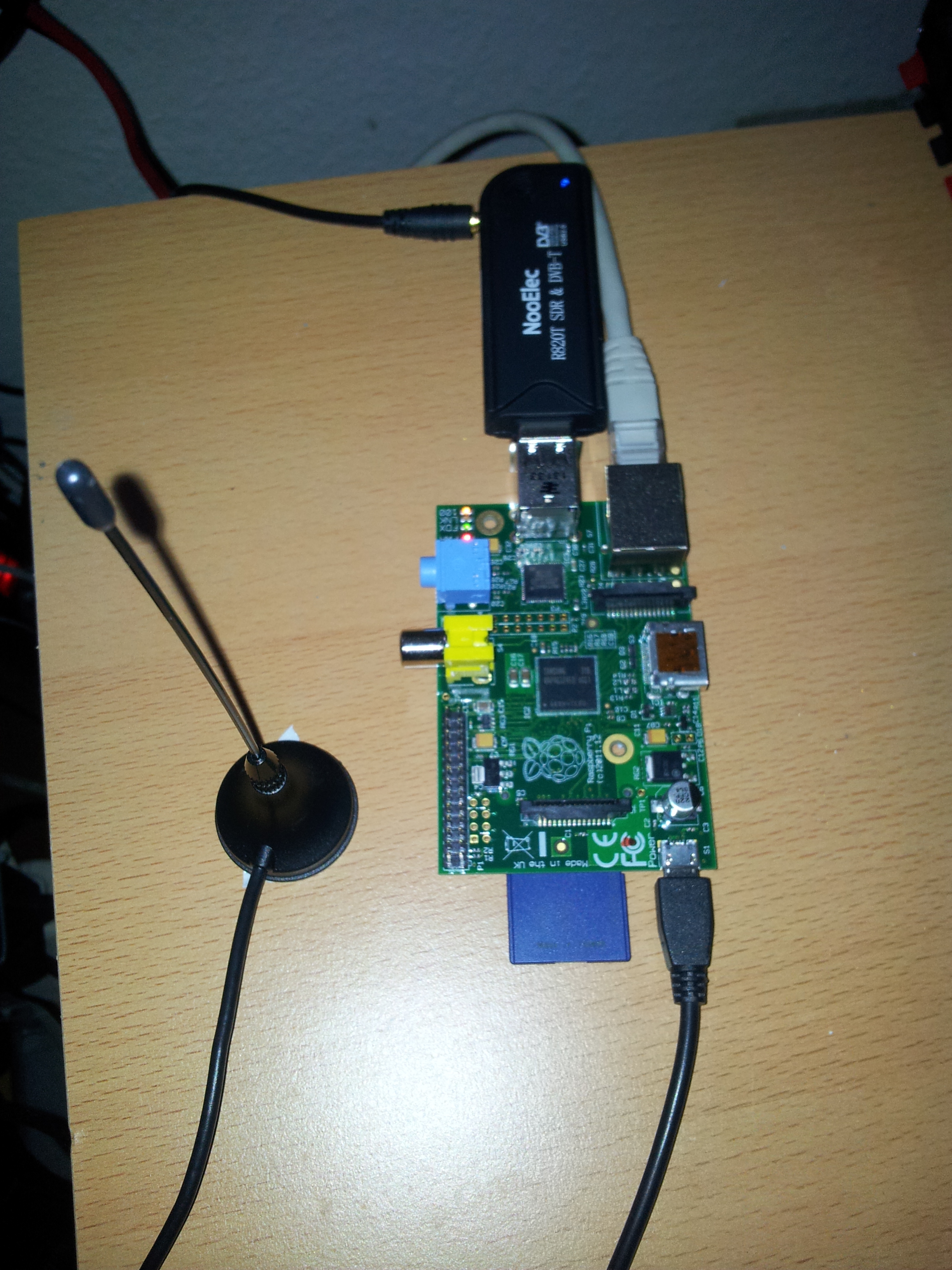 Foto des Raspberry PI inklusive SDR